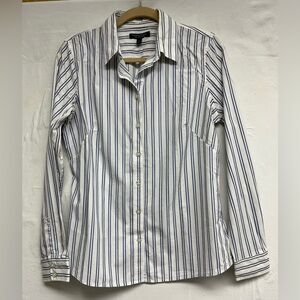 Banana Republic Fitted Blue & White Striped Shirt, Preppy, Classic, Tailored